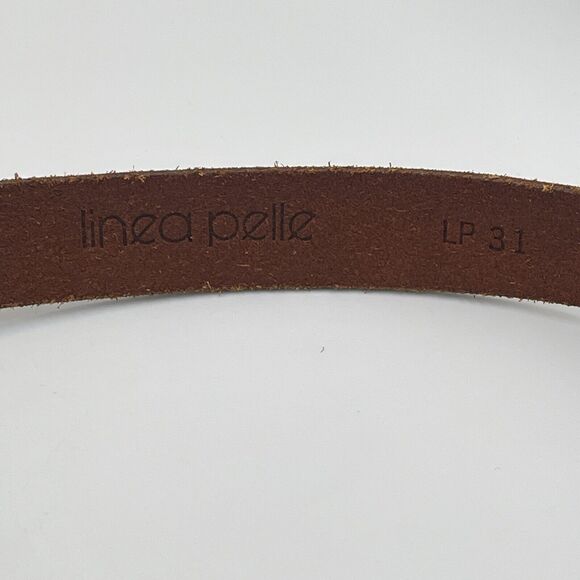 💥BOGO💥 LINEA PELLE Brown Leather Belt. 7/8" Western Antiqued Buckle Hand Made - Picture 8 of 8